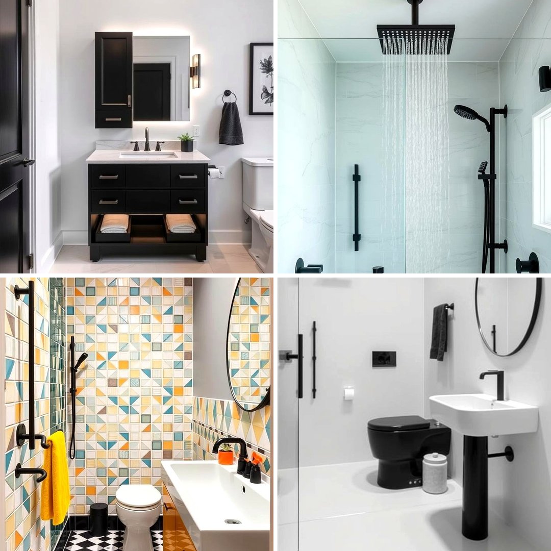 22 Bathroom Ideas with Black Fixtures for Bold Contrast & Style - Lost ...