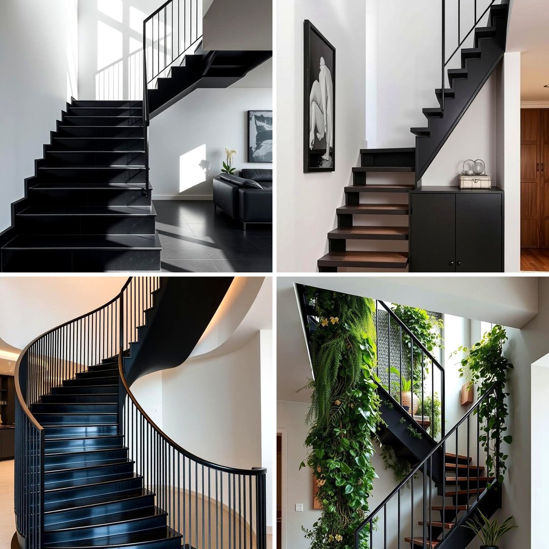 22 Black Staircase Ideas for Striking Modern & Industrial Homes - Lost ...