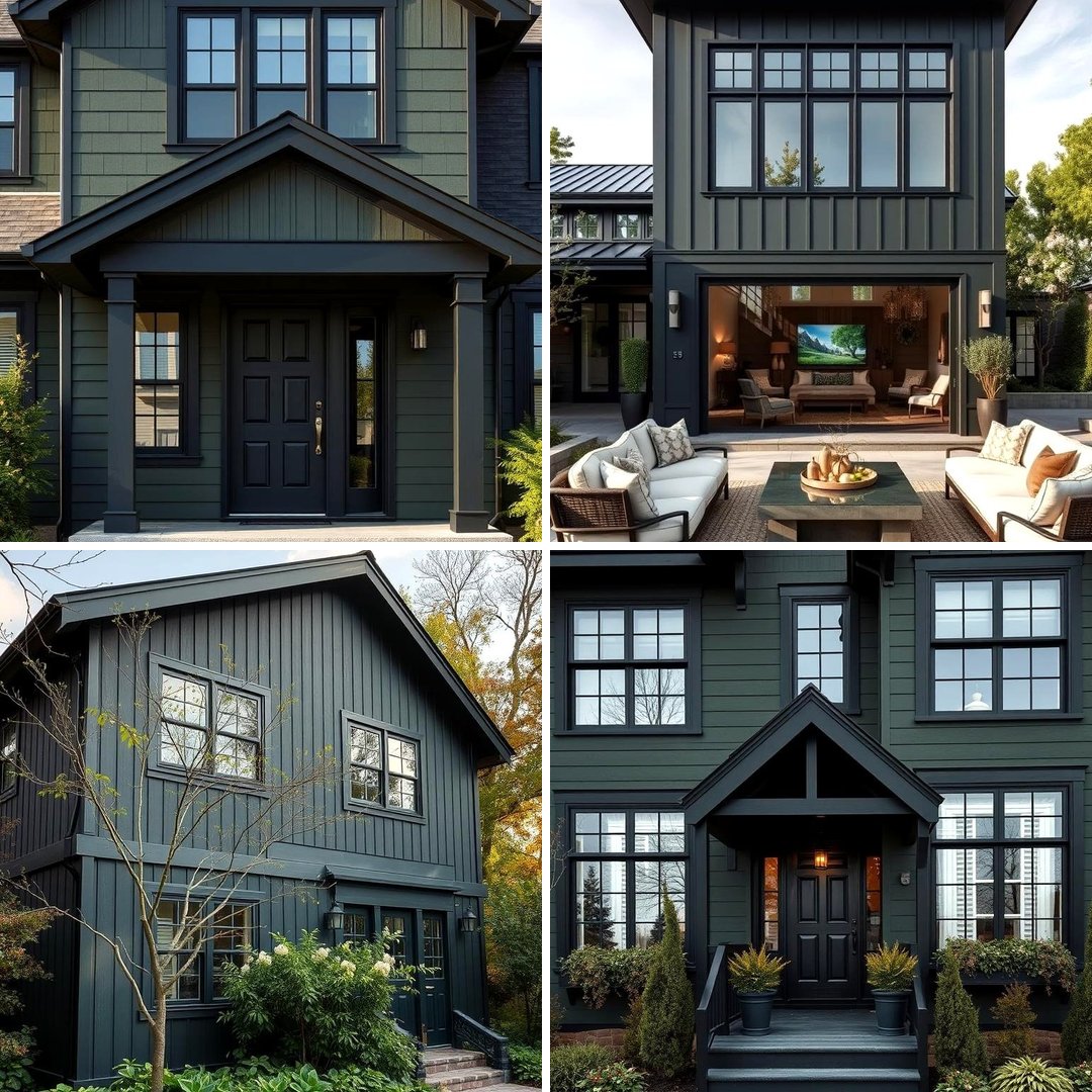 22 Dark Olive Green House With Black Trim Designs - Lost At E Minor