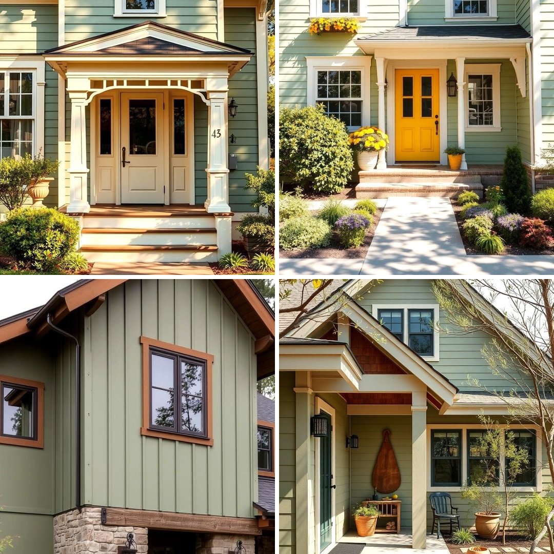 22 Sage Green Siding Exterior House Color Scheme Ideas - Lost At E Minor, image size:1080x1080