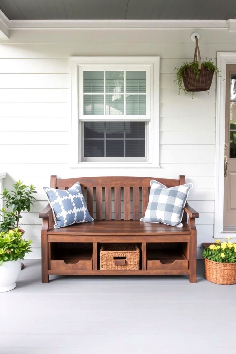 22 Cozy Front Porch Bench Ideas for Welcoming Seating & Charm - Lost At ...