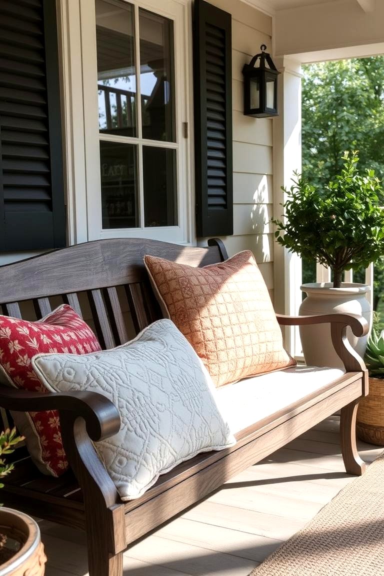 22 Cozy Front Porch Bench Ideas for Welcoming Seating & Charm - Lost At ...