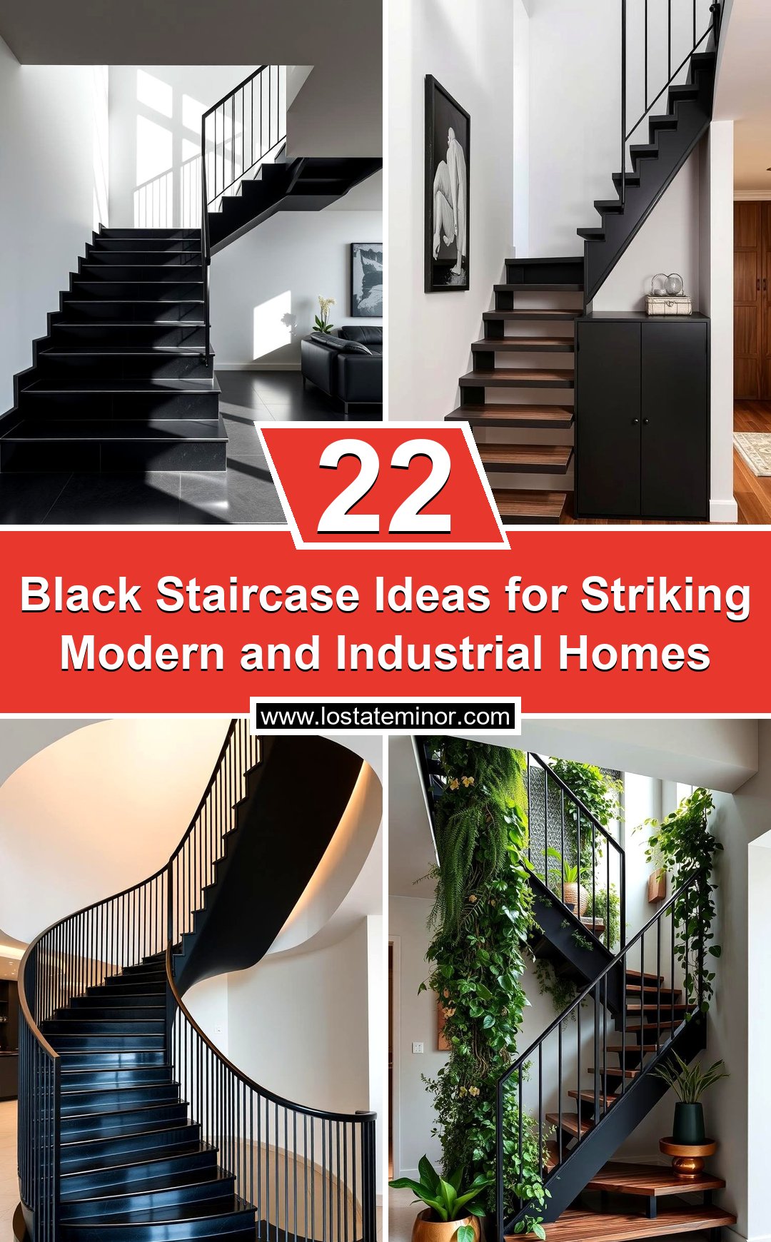 22 Black Staircase Ideas for Striking Modern & Industrial Homes - Lost ...
