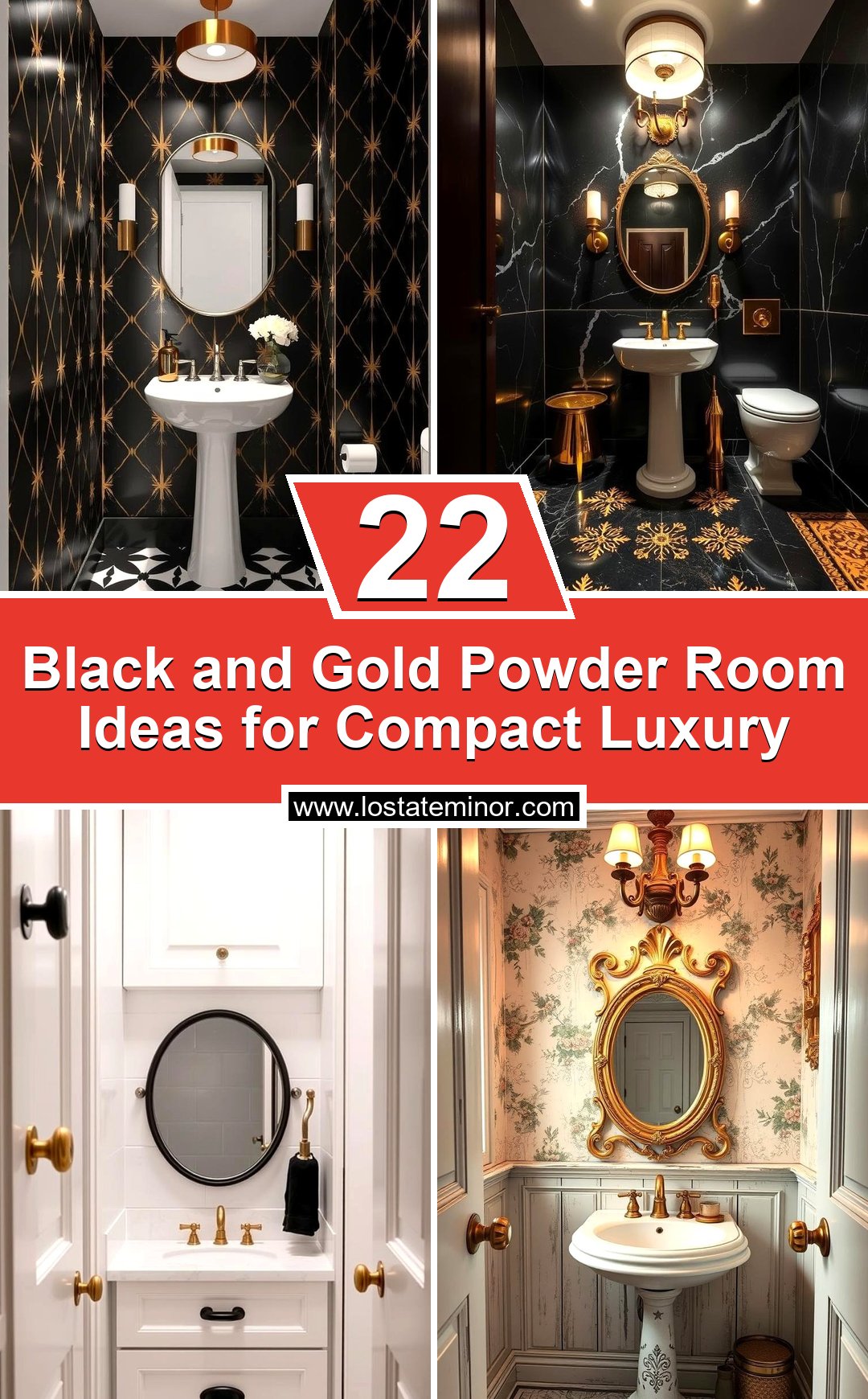 22 Black & Gold Powder Room Ideas for Compact Luxury - Lost At E Minor