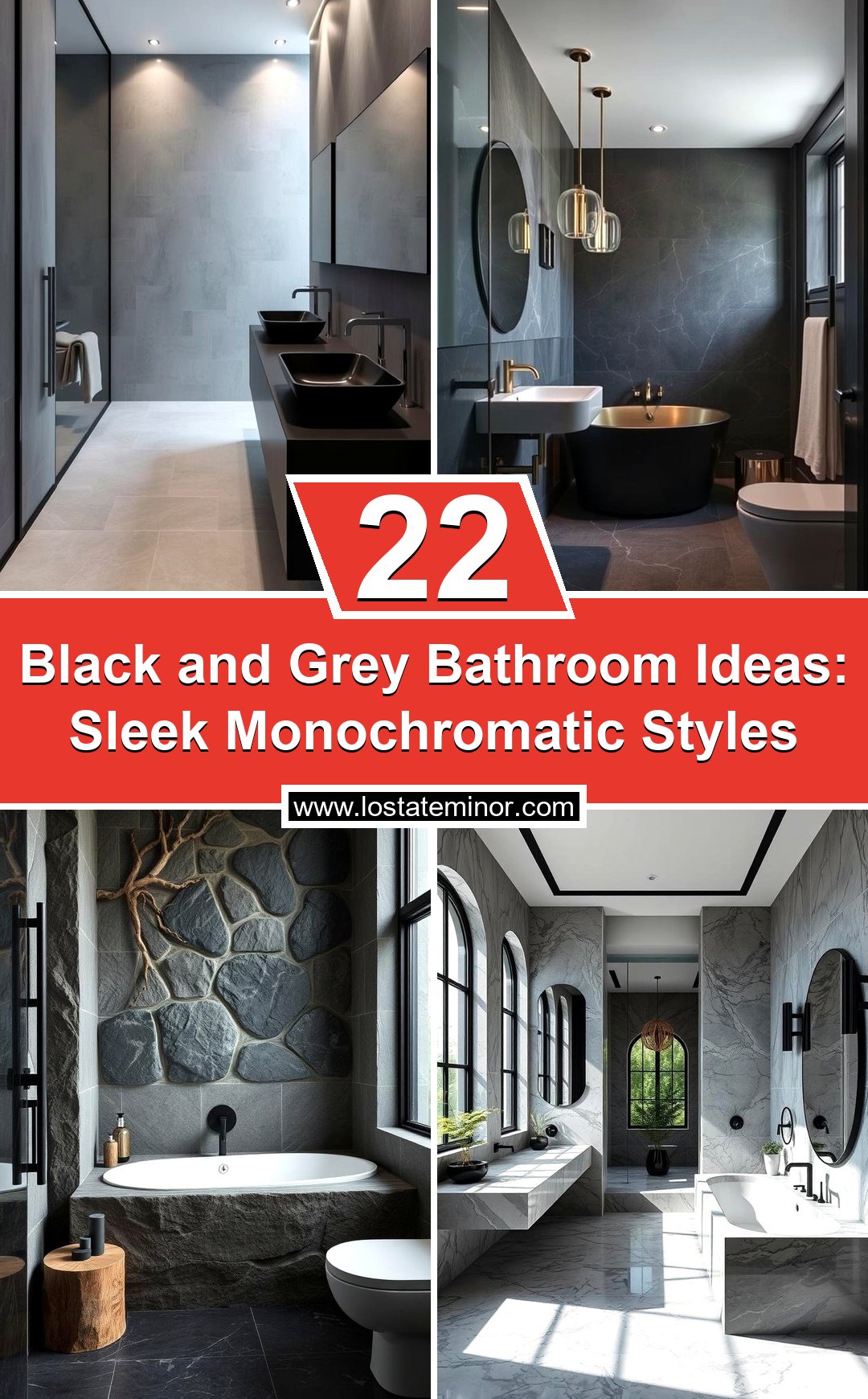 22 Black & Grey Bathroom Ideas: Sleek Monochromatic Styles - Lost At E ...