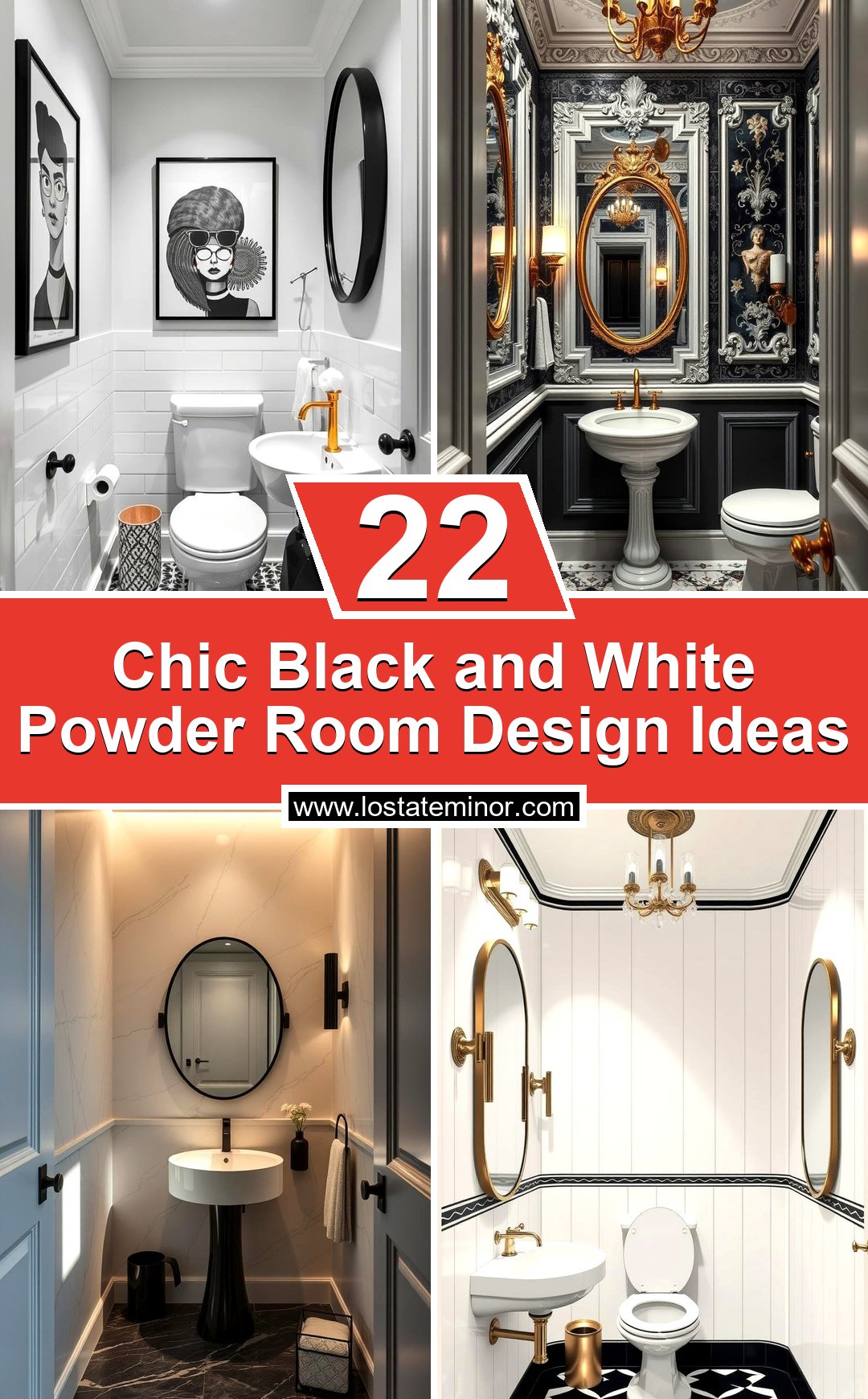 22 Chic Black and White Powder Room Design Ideas - Lost At E Minor