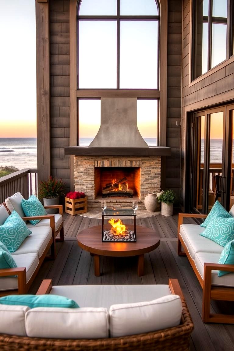 22 Cozy Covered Deck Ideas with Fireplaces for Year-Round Use - Lost At ... - Luxury Condominiums With Panoramic Ocean Views And Stone Fireplace