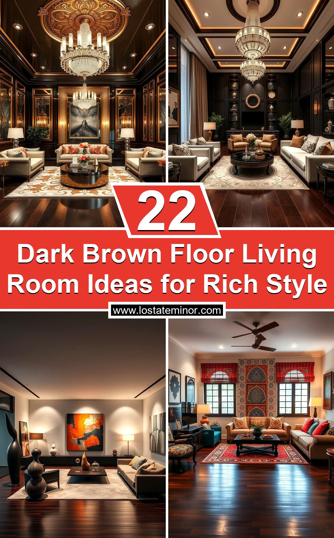 Photo inspiration: Visual Reference: 22 Dark Brown Floor Living Room Ideas For Rich Style