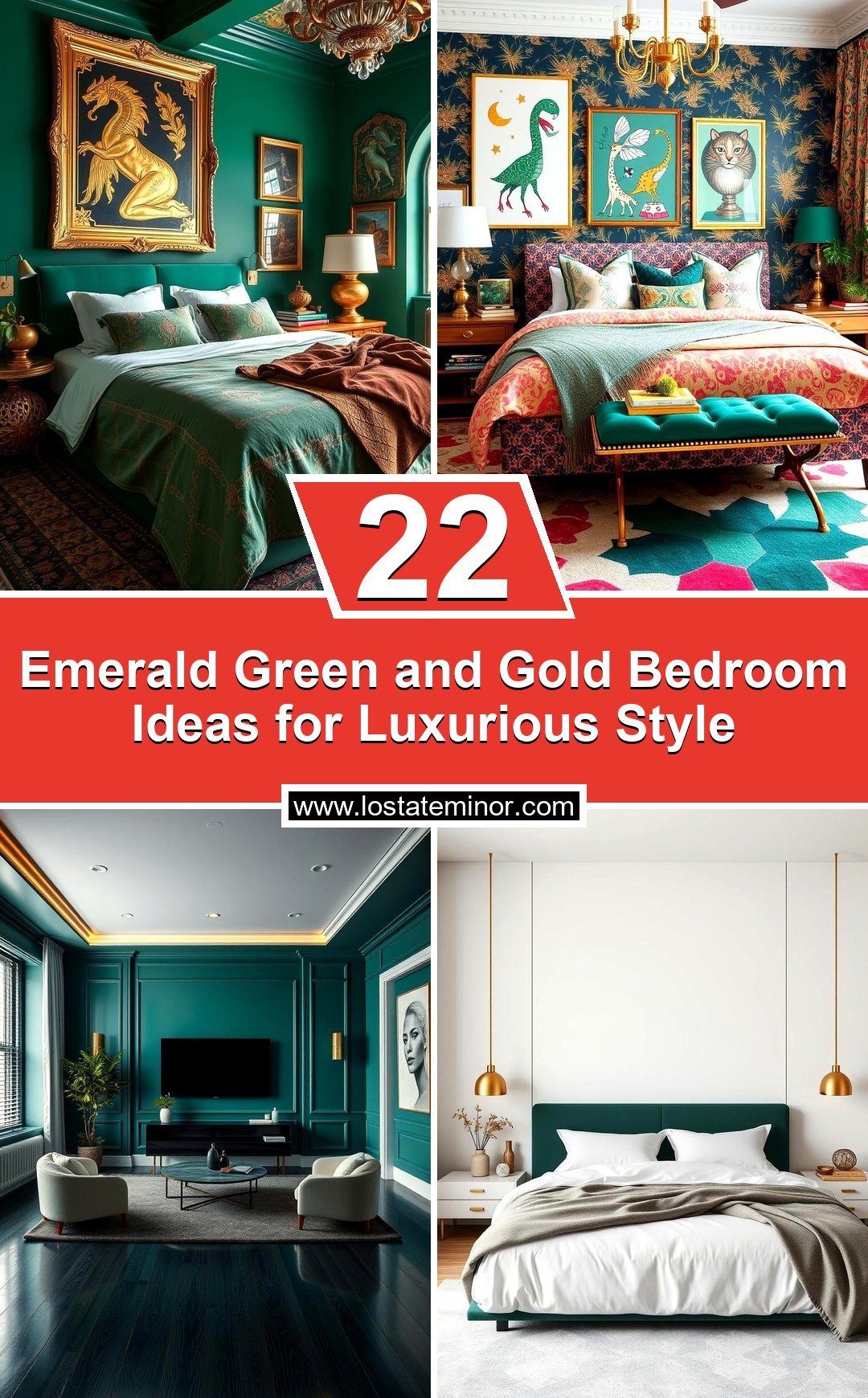 22 Emerald Green & Gold Bedroom Ideas for Luxurious Style - Lost At E Minor