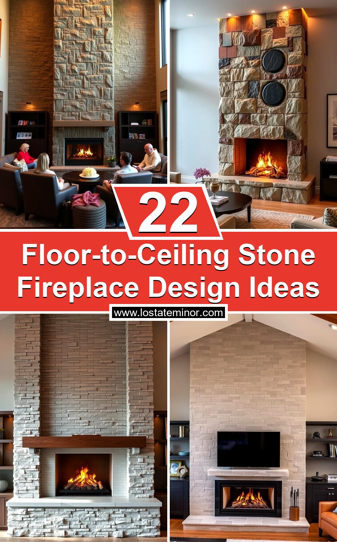 22 Floor-to-Ceiling Stone Fireplace Design Ideas - Lost At E Minor