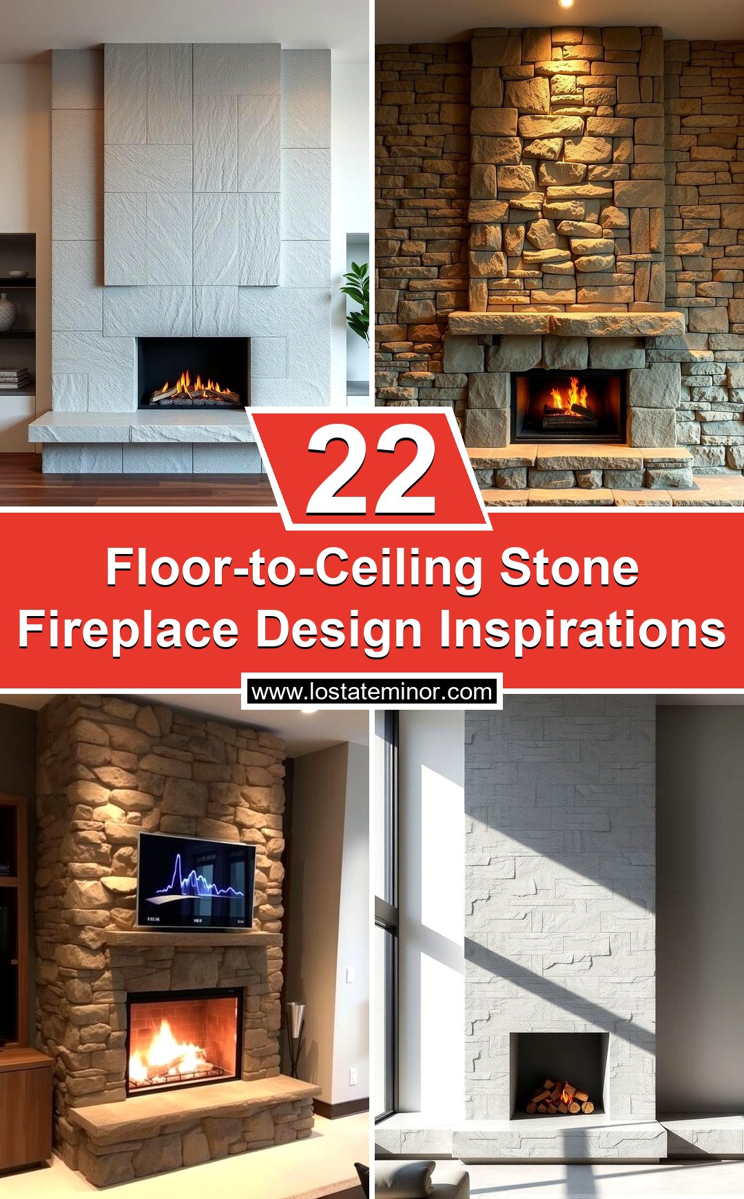 22 Floor-to-Ceiling Stone Fireplace Design Inspirations - Lost At E Minor