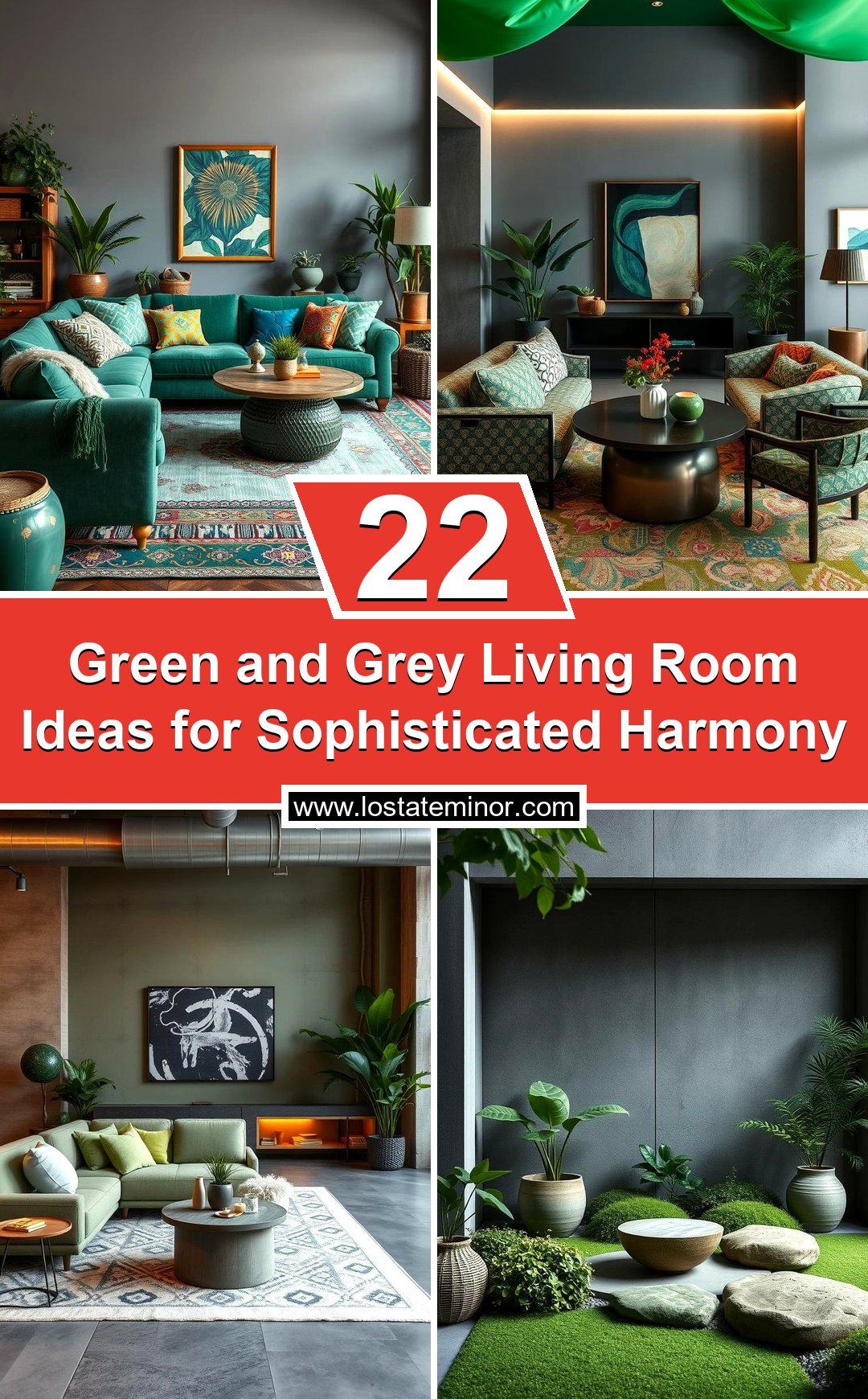 22 Green & Grey Living Room Ideas for Sophisticated Harmony - Lost At E ...
