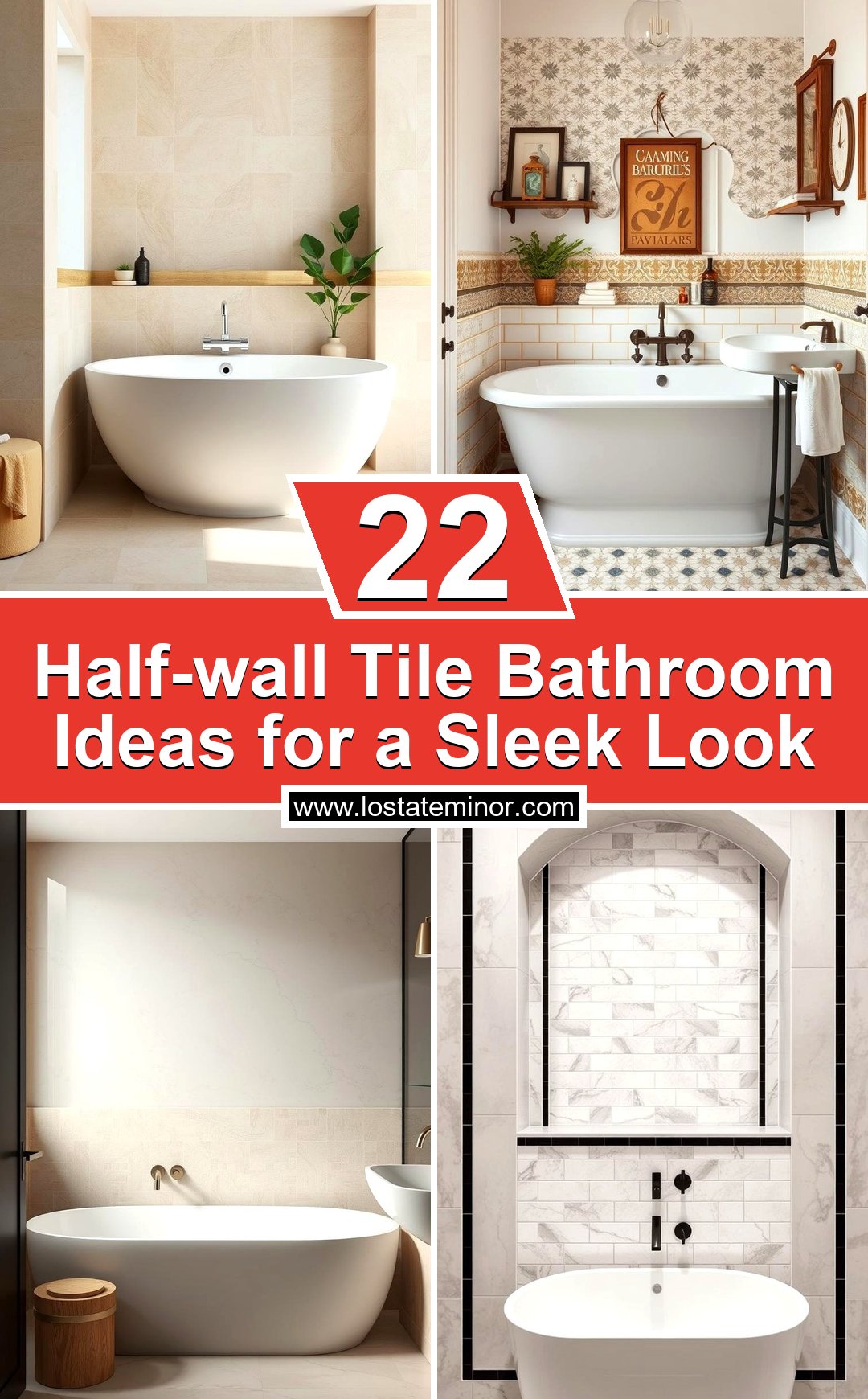 22 Half-wall Tile Bathroom Ideas for a Sleek Look - Lost At E Minor