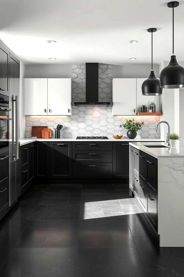 22 Striking Black Floor Kitchen Ideas for Bold Contrast - Lost At E Minor
