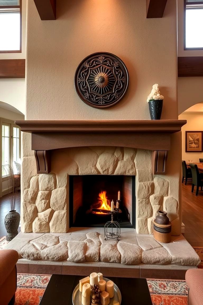 22 Modern Stucco Fireplace Designs to Elevate Your Living Room - Lost ... - Hand-Carved Stucco Interior Design Elements For Fireplace