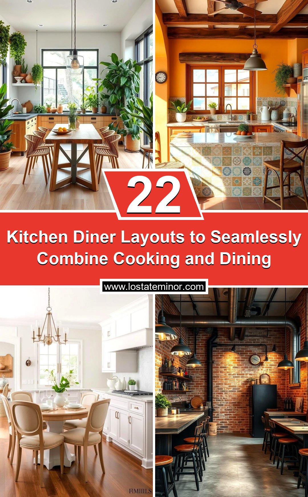 22 Kitchen Diner Layouts to Seamlessly Combine Cooking & Dining - Lost ...
