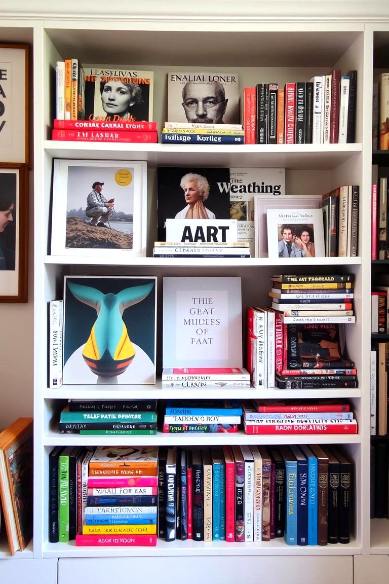 19 Embroidery Projects to Style Bookcases & Shelves in Small Apartments ... - Clutter-Free Textured Apartment Bookshelf Design