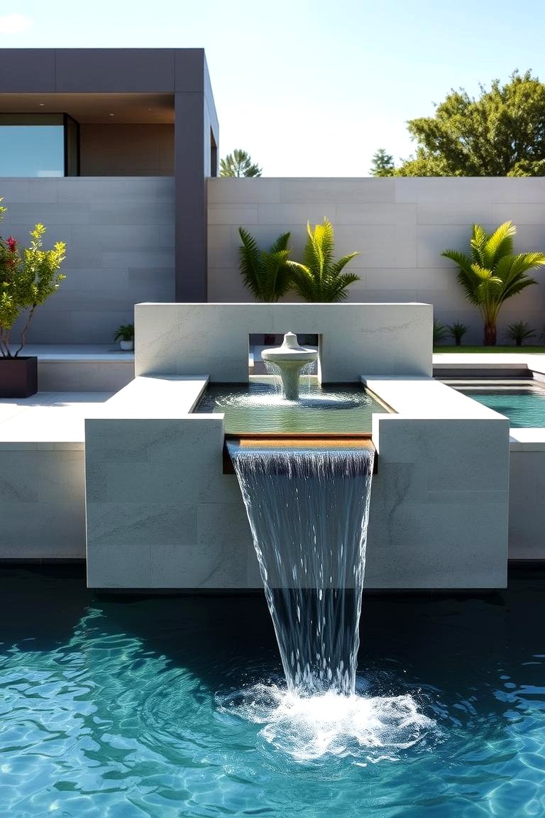 22 Elegant Pool Fountain Ideas for a Serene Outdoor Oasis - Lost At E Minor