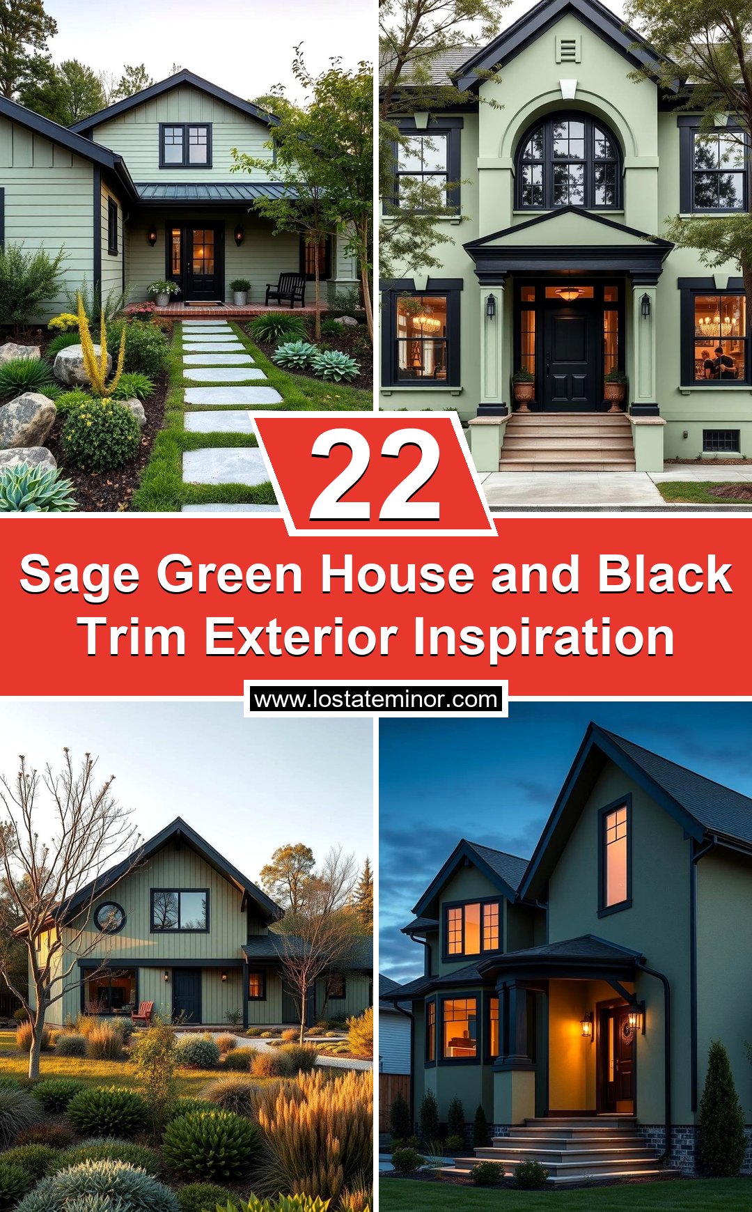 22 Sage Green House & Black Trim Exterior Inspiration - Lost At E Minor
