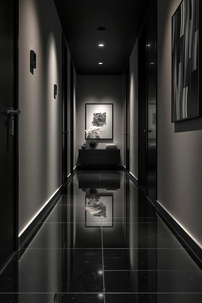 22 Elegant Black Hallway Design Ideas for Modern Homes - Lost At E Minor