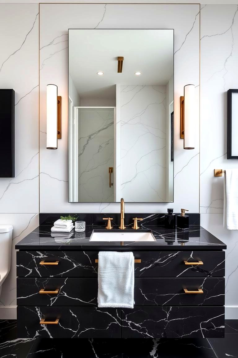 22 Black Marble Bathroom Ideas for Luxurious & Moody Atmospheres - Lost ...