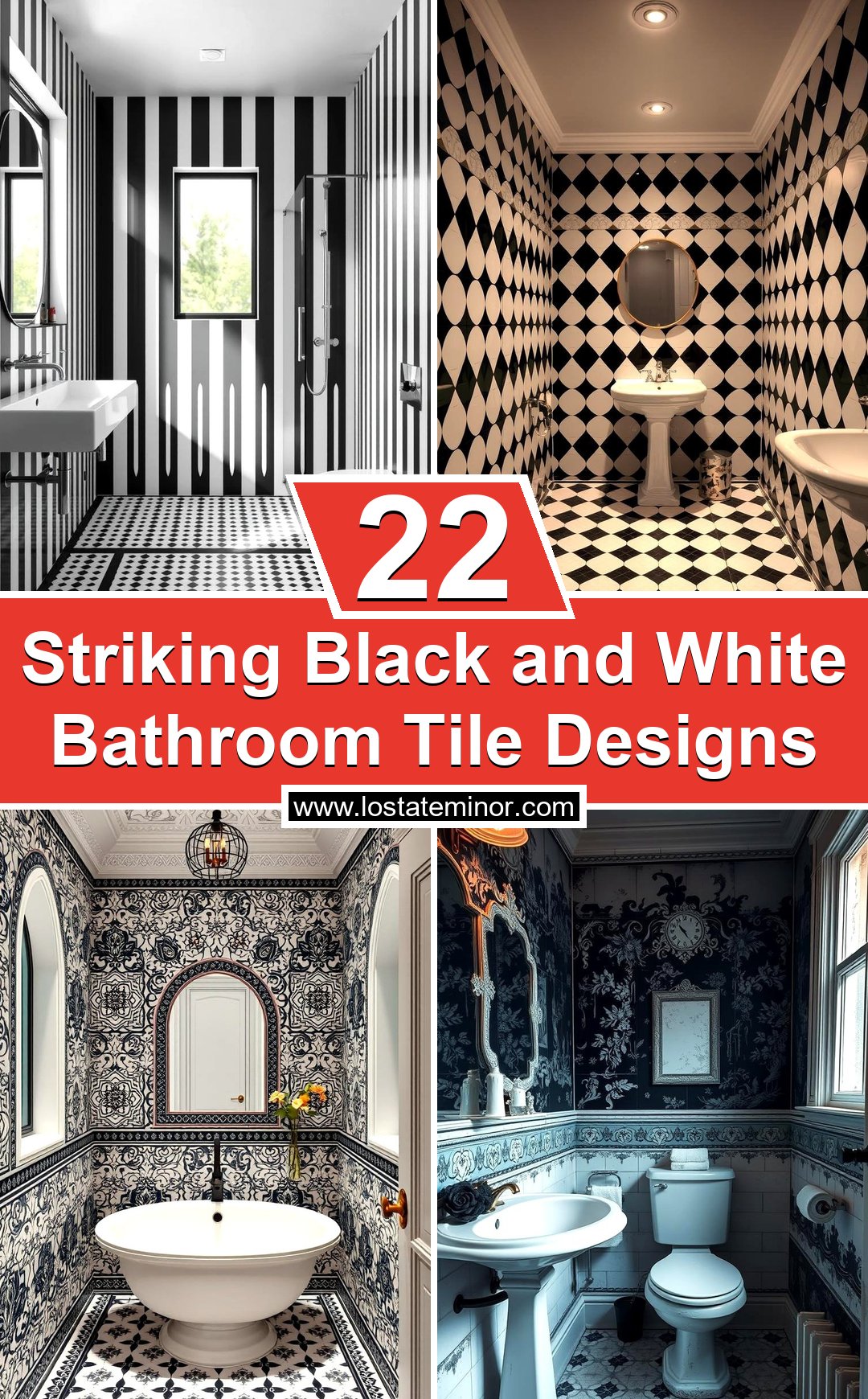 22 Striking Black and White Bathroom Tile Designs - Lost At E Minor