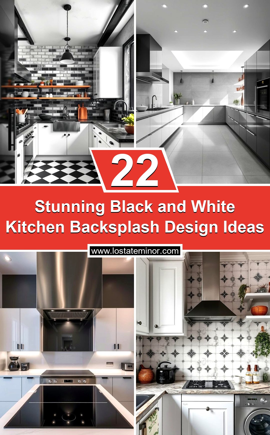 22 Stunning Black and White Kitchen Backsplash Design Ideas - Lost At E ...