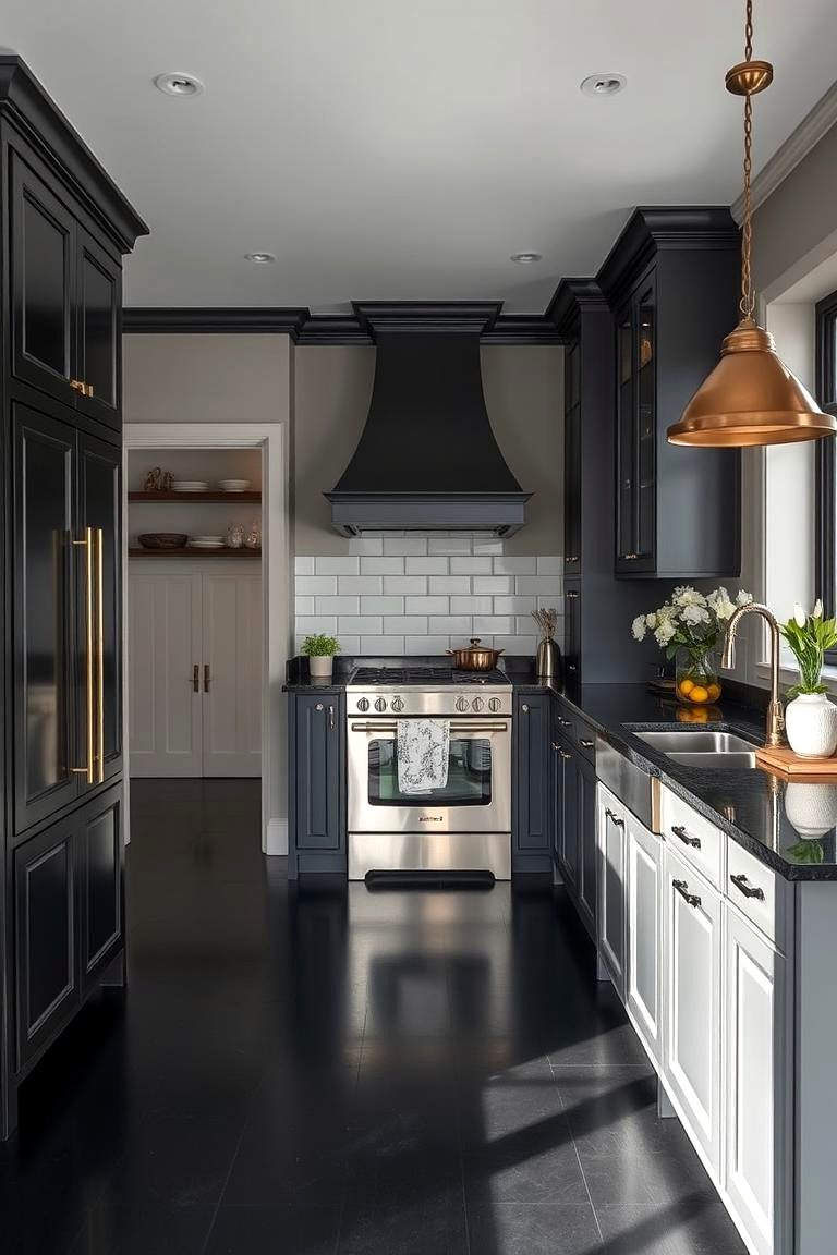 22 Striking Black Floor Kitchen Ideas for Bold Contrast - Lost At E Minor