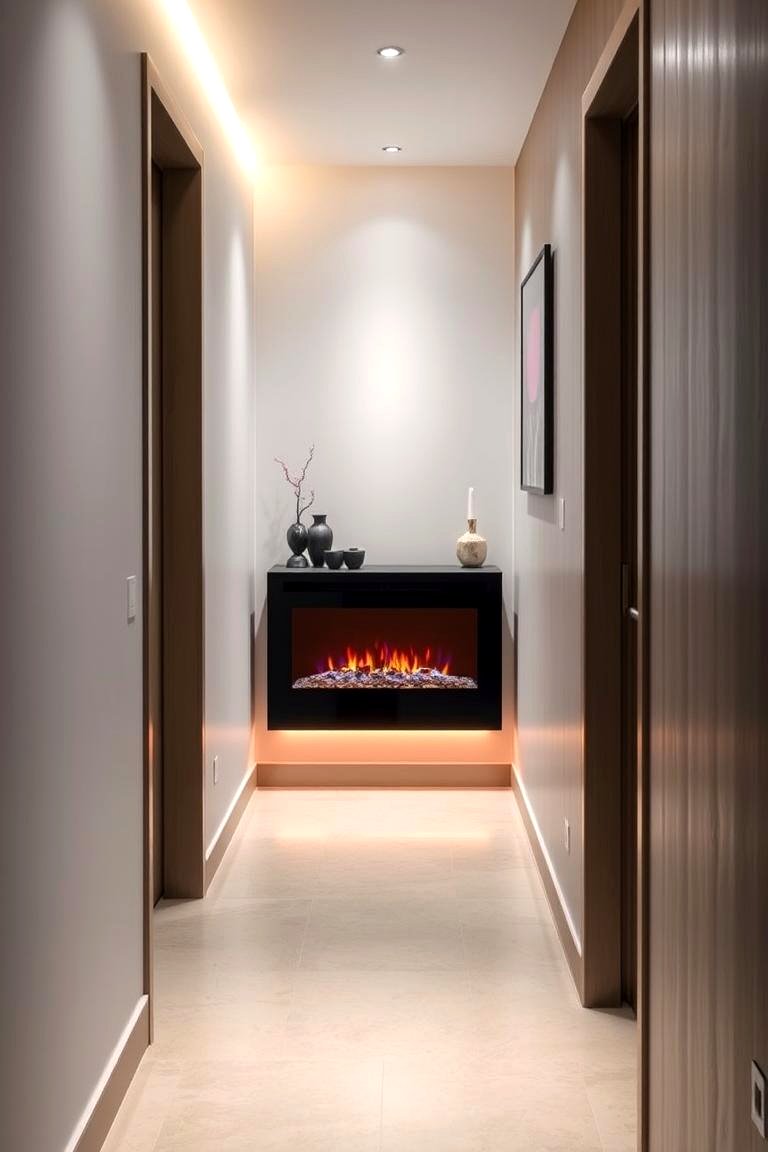22 Electric Fireplace Design Ideas for Modern Homes - Lost At E Minor - High-End Penthouse Apartment Electric Fireplace Design
