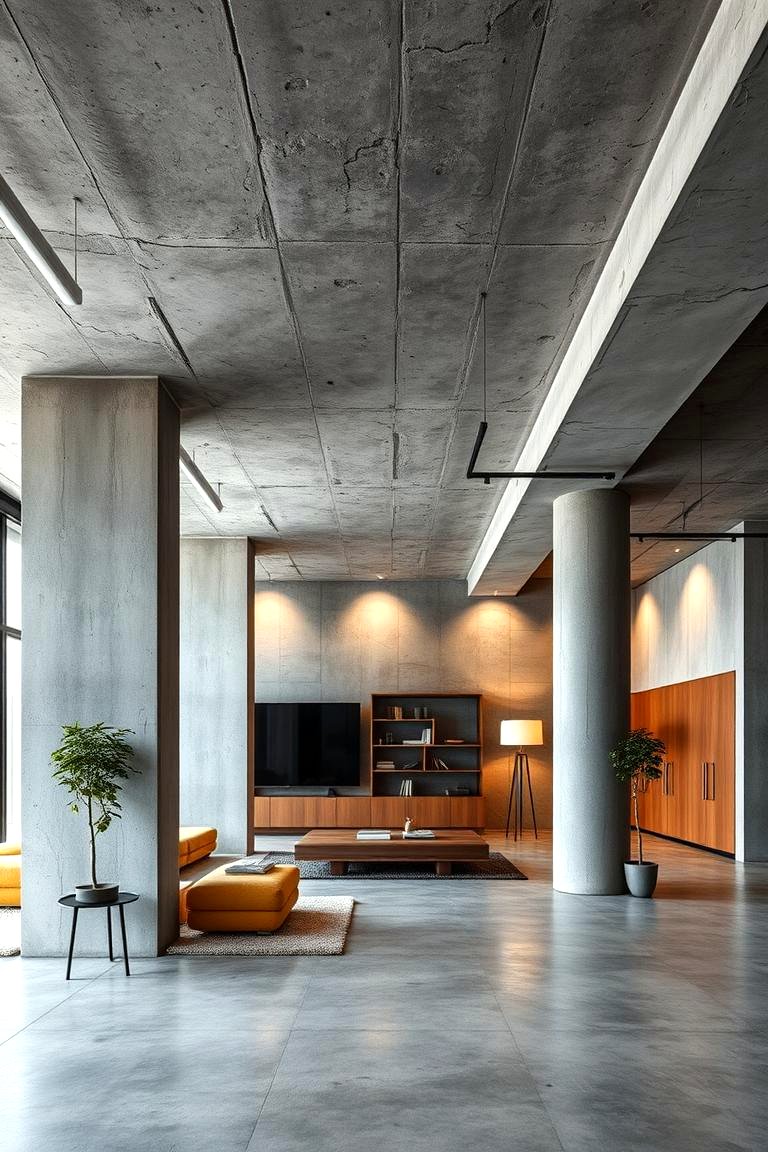 Curated visual reference: Exposed Concrete Ceiling And Loft Decor Reference: 22 Creative Wall Covering Ideas To Transform Your Space
