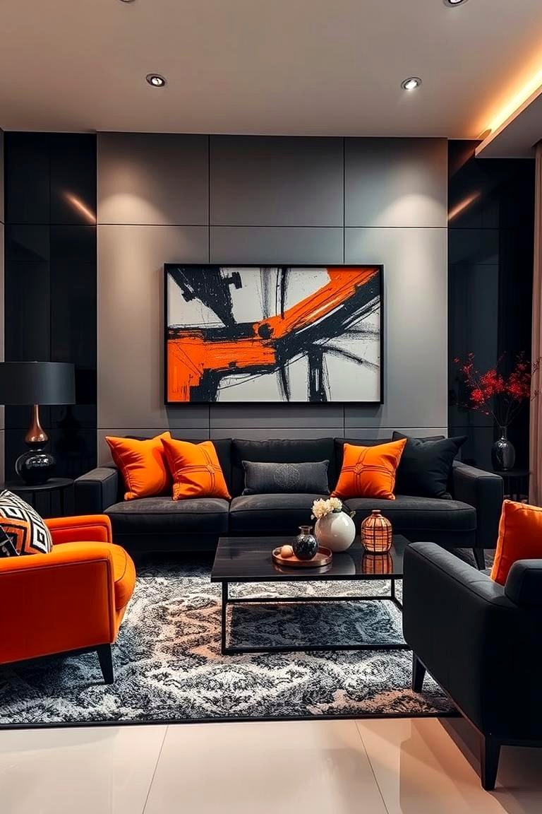 22 Black & Orange Living Room Ideas for Bold Interior Styles - Lost At ...